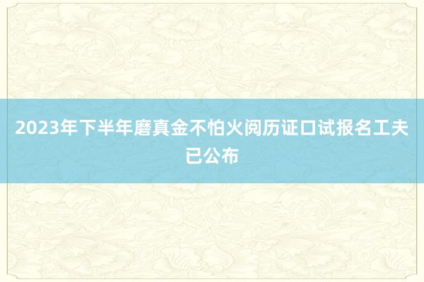 2023年下半年磨真金不怕火阅历证口试报名工夫已公布