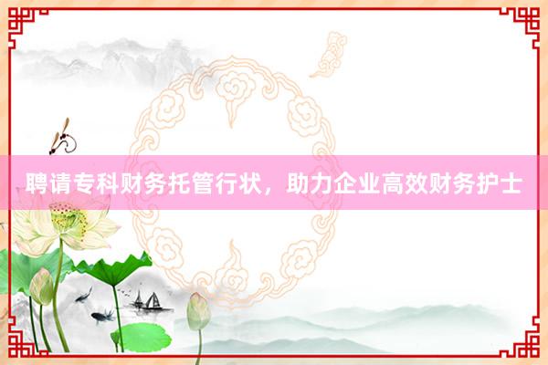 聘请专科财务托管行状，助力企业高效财务护士